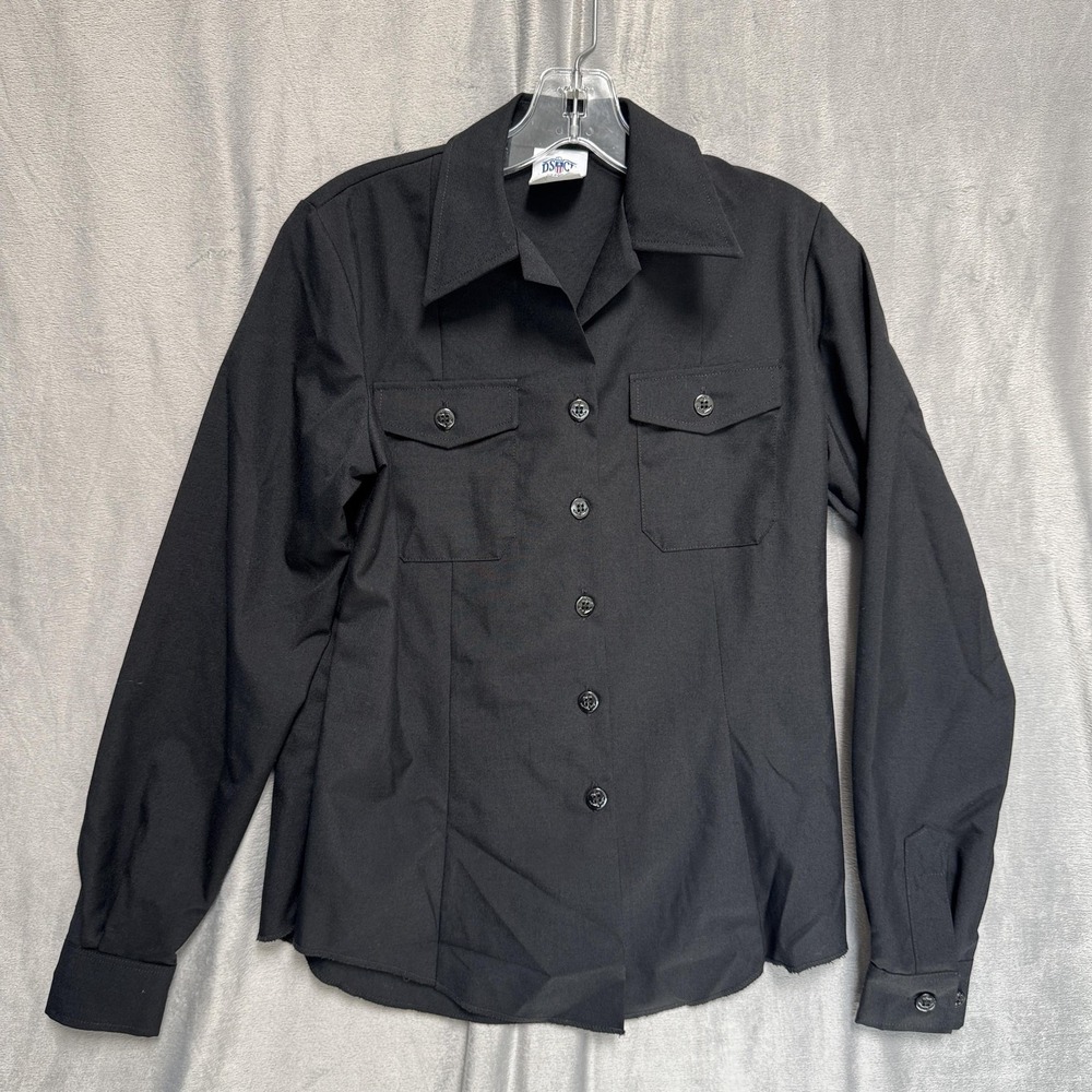DSCP Quarterdeck Shirt Womens 36B 13N 32S Navy Dress Blue Long Sleeve Wool Blend
